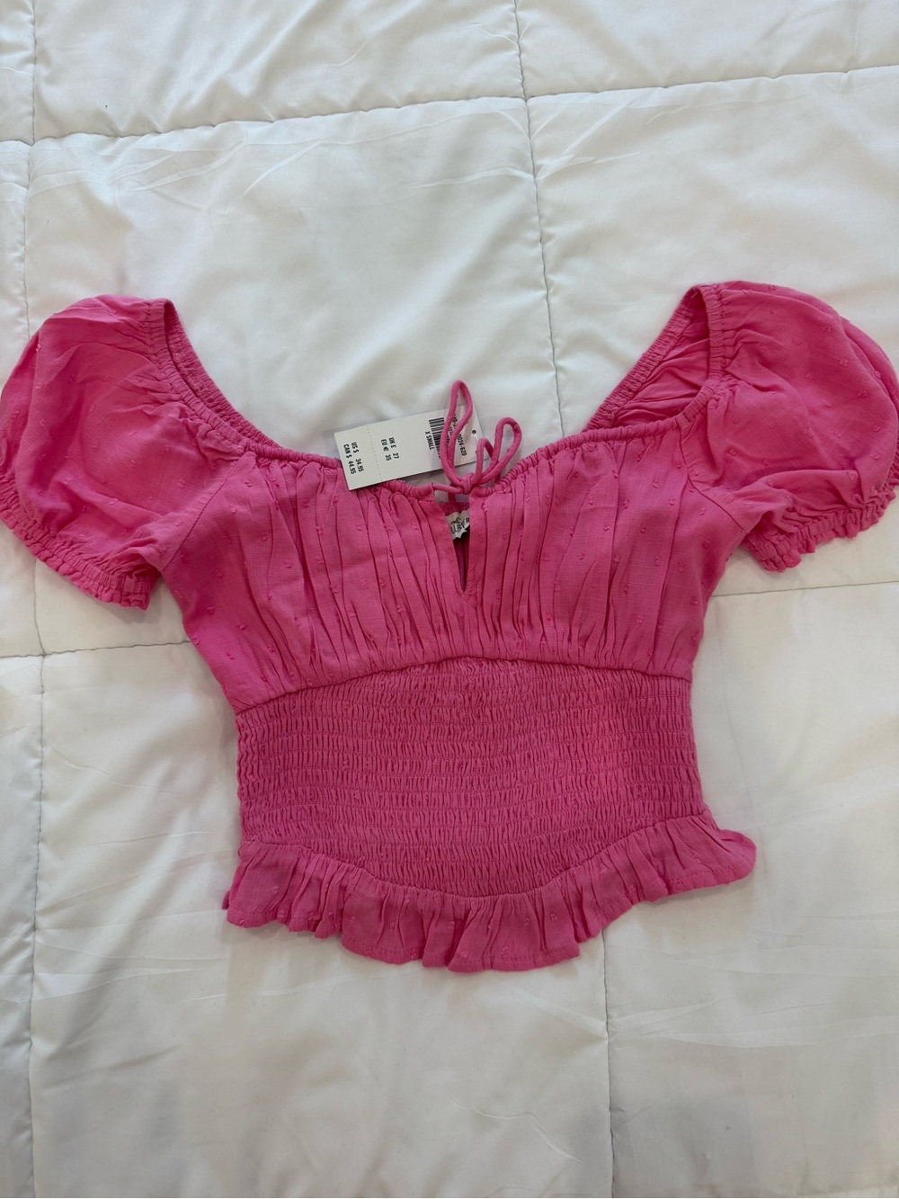 Hollister Hot Pink Smocked Crop Top